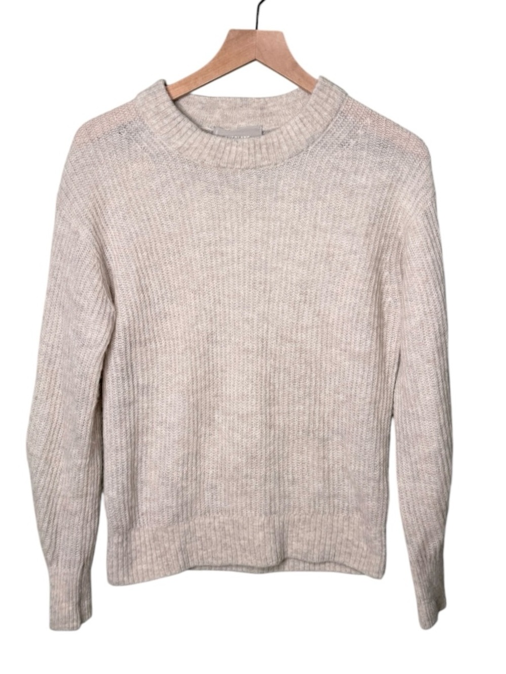Everlane Wool Alpaca Long Sleeve Crewneck Sweater Oatmeal Tan Cream Size XXS